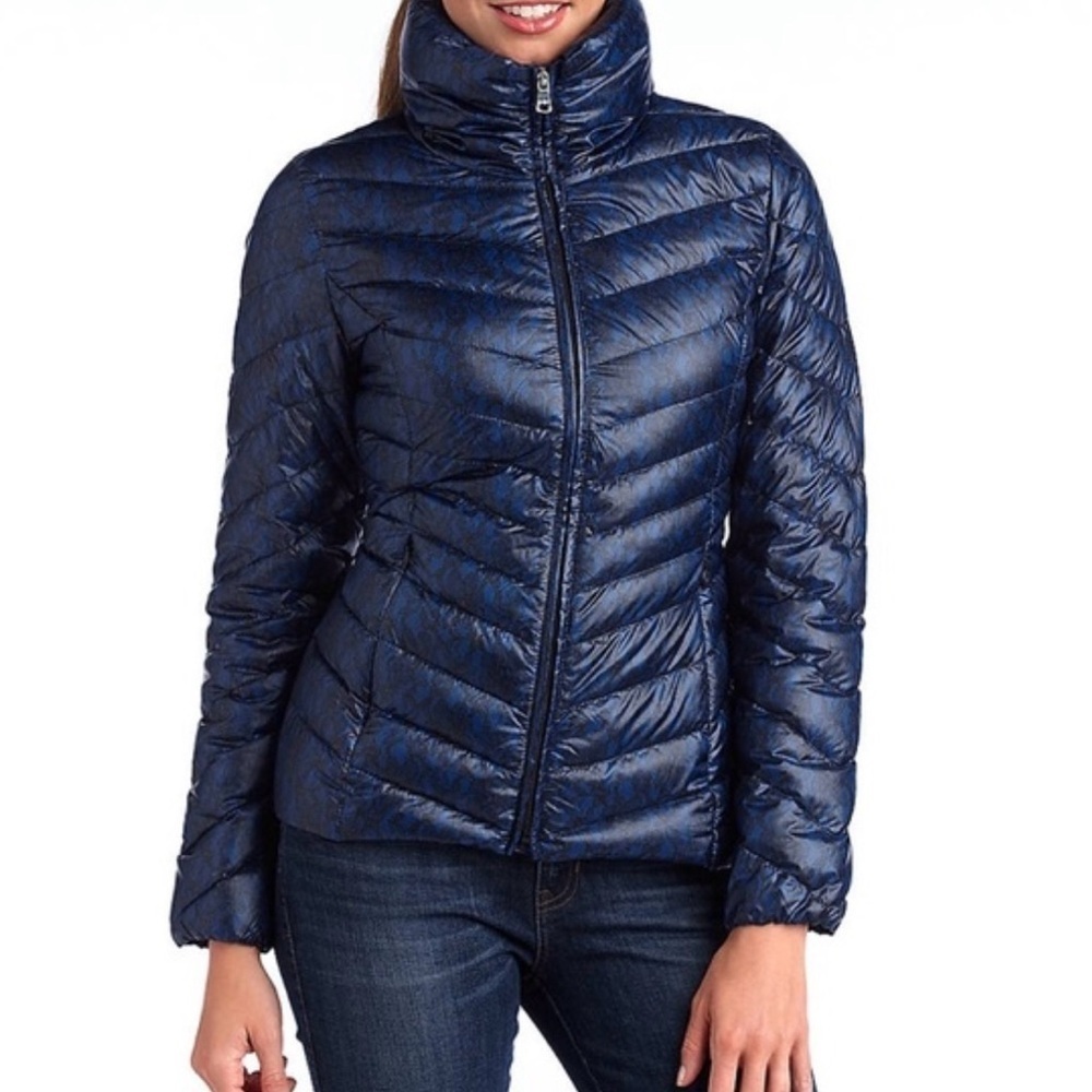 Jessica Simpson Laceprint Quilted Duck Down Puffer Coat Wmn’s Sz M